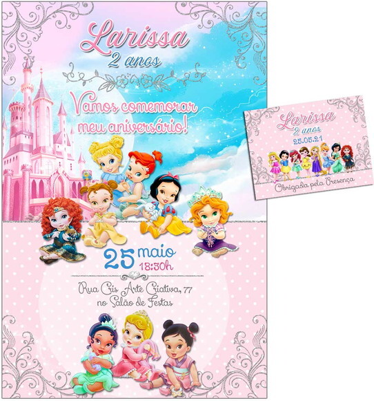 CONVITE DIGITAL C/TAG Princesas Baby