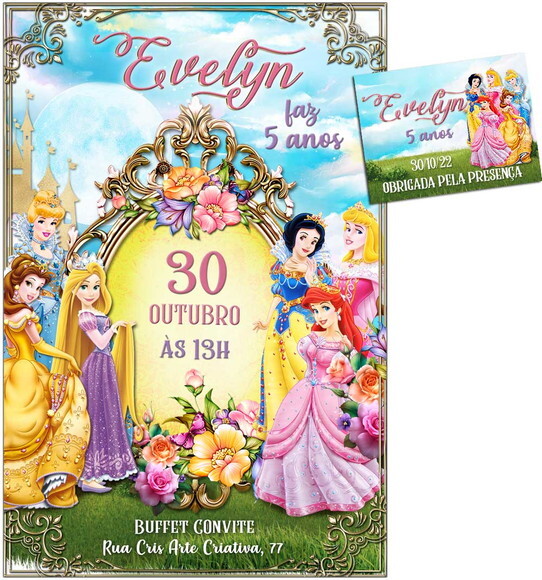 CONVITE DIGITAL C/TAG Princesas Luxo