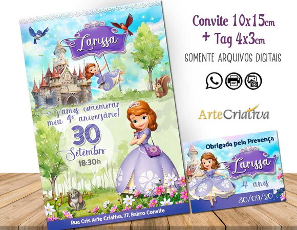 CONVITE DIGITAL C/TAG Princesinha Sofia 3
