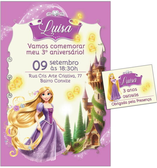 Convite Digital C/tag Rapunzel