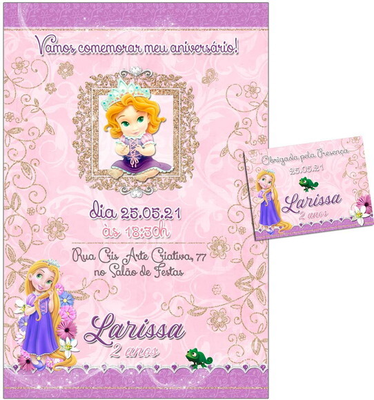 CONVITE DIGITAL C/TAG Rapunzel Baby