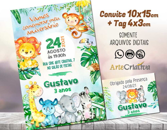 CONVITE DIGITAL C/TAG Safari Menino 10