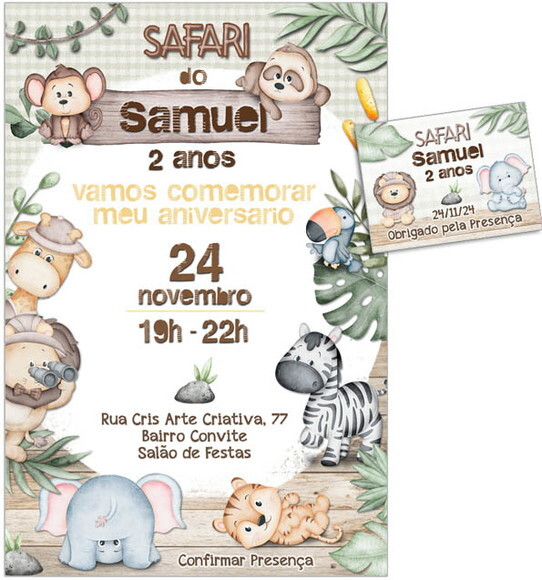Convite Digital C/tag Safari Menino 12