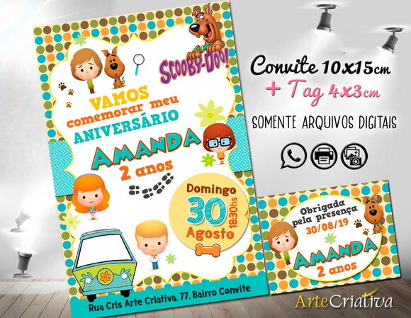 CONVITE DIGITAL C/TAG Scooby Doo Cute