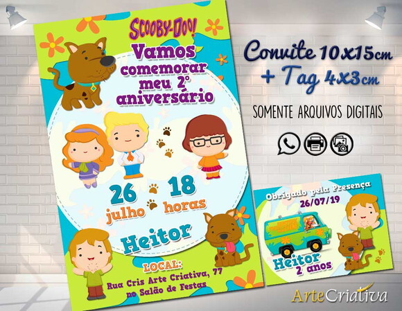 CONVITE DIGITAL C/TAG Scooby Doo Cute 2