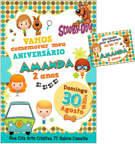 CONVITE DIGITAL C/TAG Scooby Doo Cute