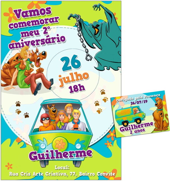 CONVITE DIGITAL C/TAG Scooby Doo