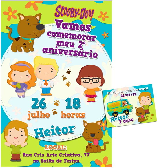 CONVITE DIGITAL C/TAG Scooby Doo Cute 2