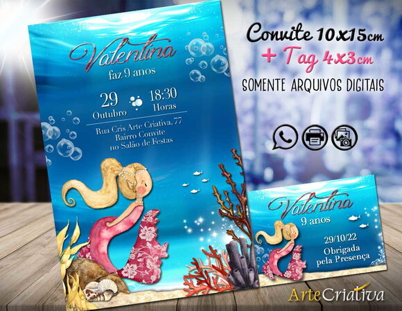 CONVITE DIGITAL C/TAG Sereia 16