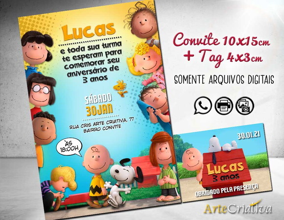 CONVITE DIGITAL C/TAG Snoopy