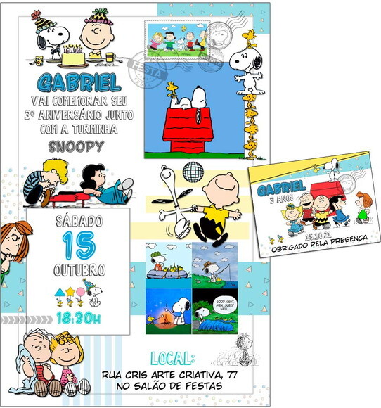 CONVITE DIGITAL C/TAG Snoopy Clássico