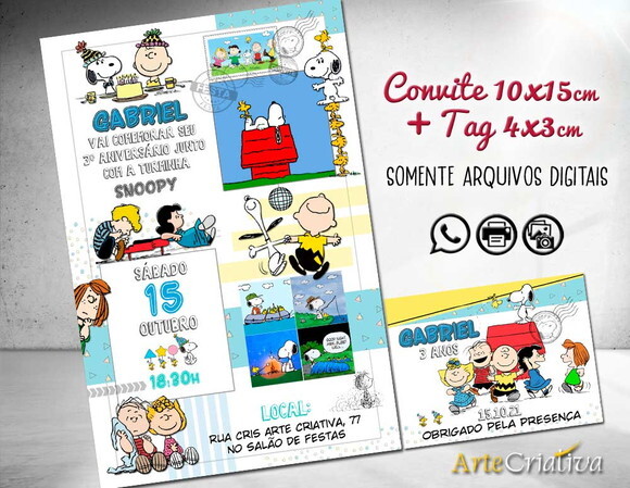 CONVITE DIGITAL C/TAG Snoopy Clássico