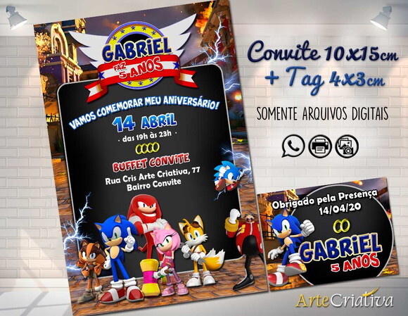 CONVITE DIGITAL C/TAG Sonic 2