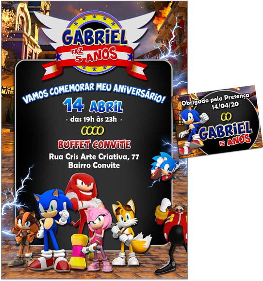 CONVITE DIGITAL C/TAG Sonic 2