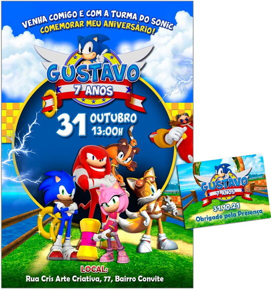 CONVITE DIGITAL C/TAG Sonic 4
