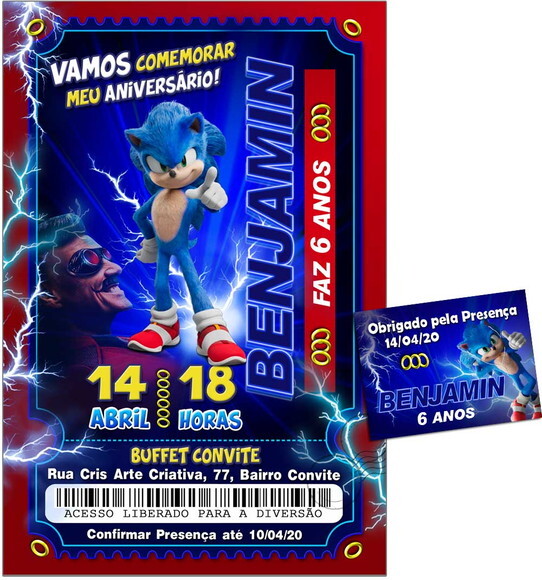 CONVITE DIGITAL C/TAG Sonic 3