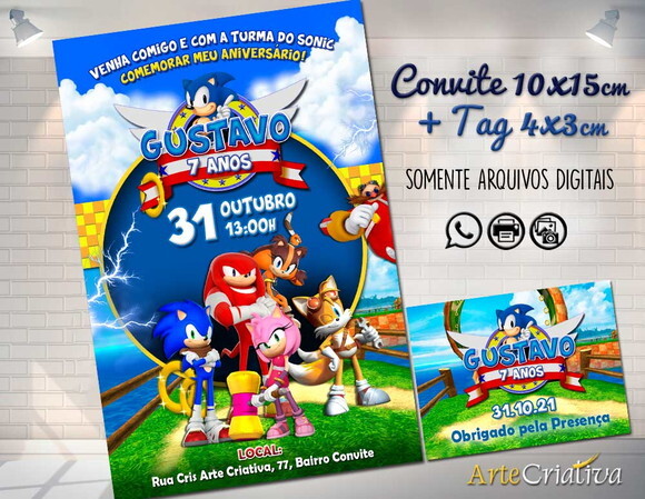 CONVITE DIGITAL C/TAG Sonic 4