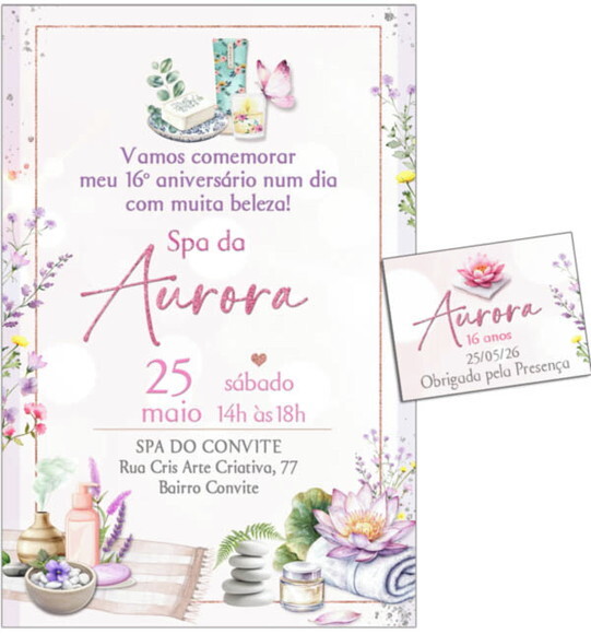 Convite Digital C/tag Spa Aquarela