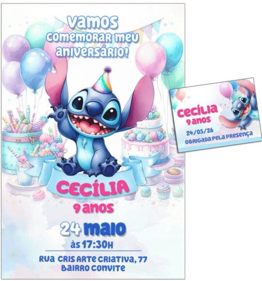 Convite Digital C/tag Stitch Disney 4