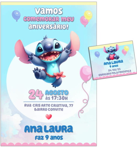 Convite Digital C/tag Stitch Disney 5