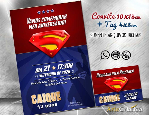 CONVITE DIGITAL C/TAG Super Homem 2