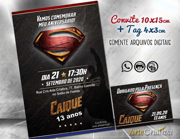 CONVITE DIGITAL C/TAG Super Homem 4
