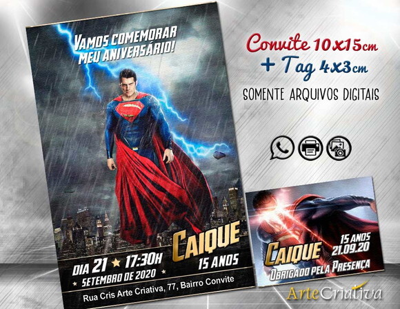 CONVITE DIGITAL C/TAG Super Homem 3