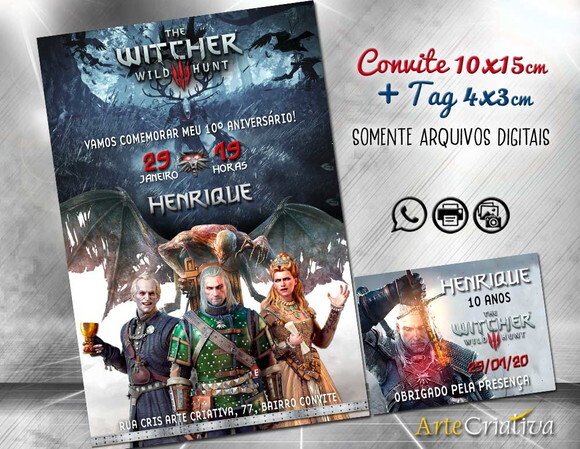 CONVITE DIGITAL C/TAG The Witcher