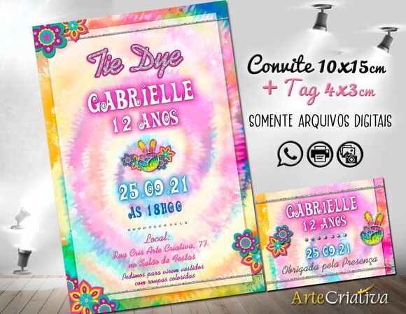 CONVITE DIGITAL C/TAG Tie Dye 1