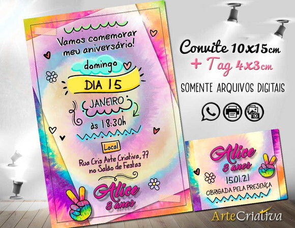 CONVITE DIGITAL C/TAG Tie Dye 4
