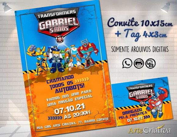 CONVITE DIGITAL C/TAG Transformes Desenho 1