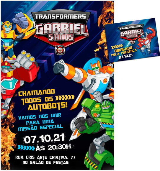 CONVITE DIGITAL C/TAG Transformes Desenho 2