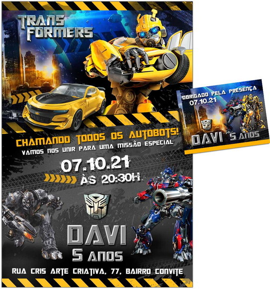 CONVITE DIGITAL C/TAG Transformes