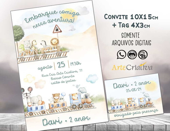 Convite Digital C/tag Trenzinho