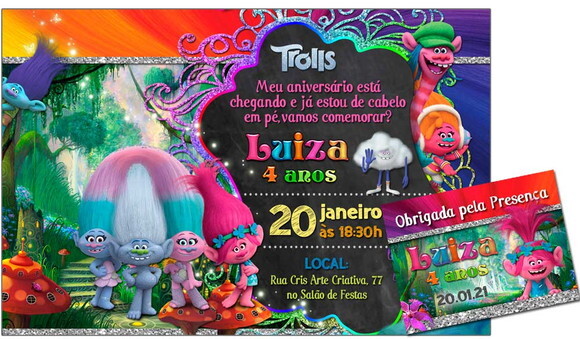 CONVITE DIGITAL C/TAG Trolls 2