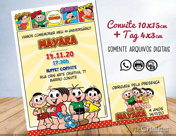 CONVITE DIGITAL C/TAG Turma da Mônica Gibi 1
