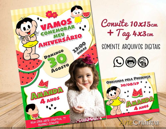 CONVITE DIGITAL C/TAG Turma da Mônica MAGALI