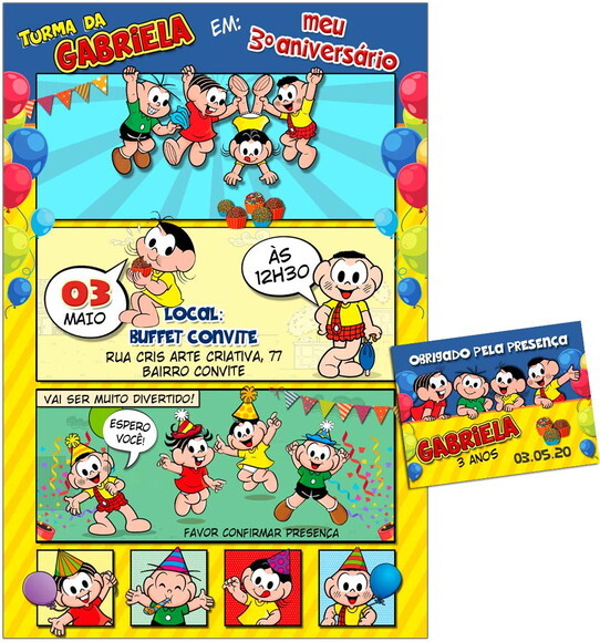 CONVITE DIGITAL C/TAG Turma da Mônica Gibi 4