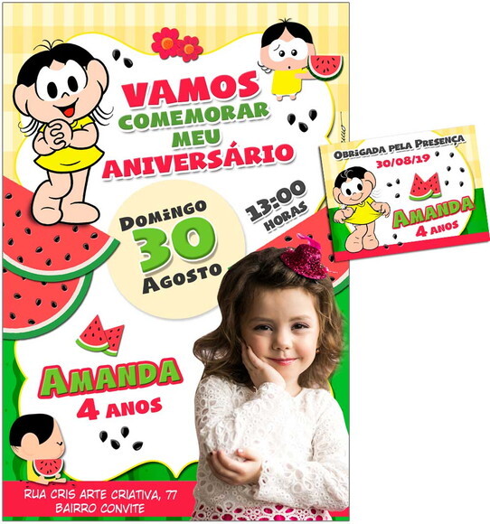 CONVITE DIGITAL C/TAG Turma da Mônica MAGALI