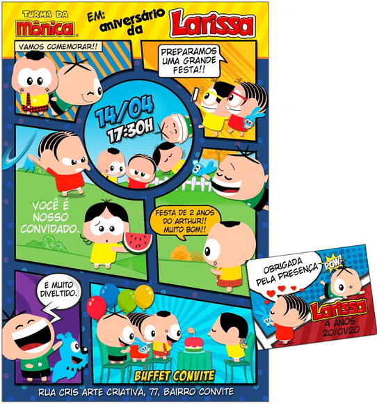 CONVITE DIGITAL C/TAG Turma da Mônica Toy 3