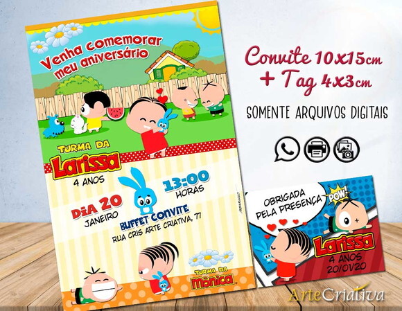 CONVITE DIGITAL C/TAG Turma da Mônica Toy 4