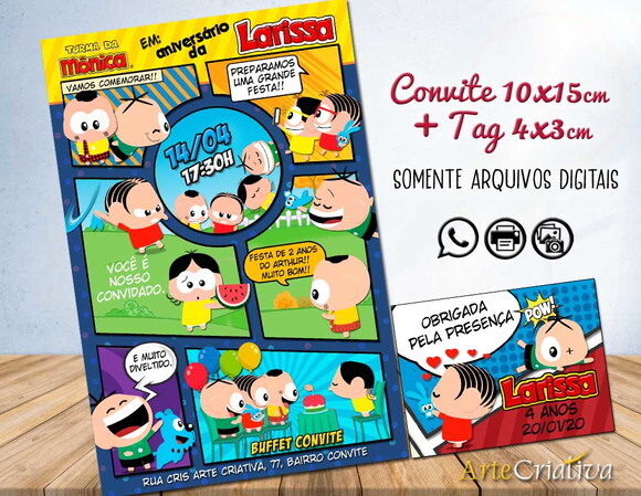 CONVITE DIGITAL C/TAG Turma da Mônica Toy 3