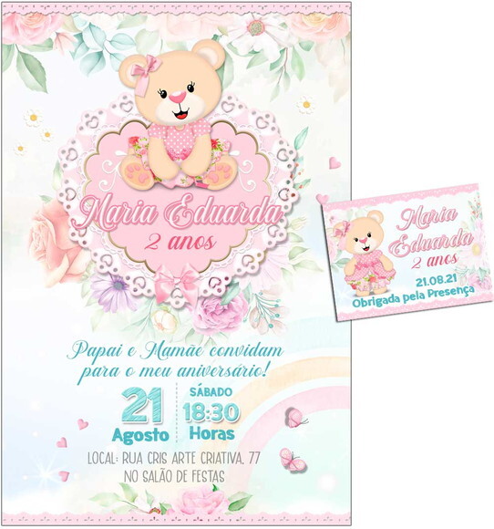 CONVITE DIGITAL C/TAG Ursinha Flores