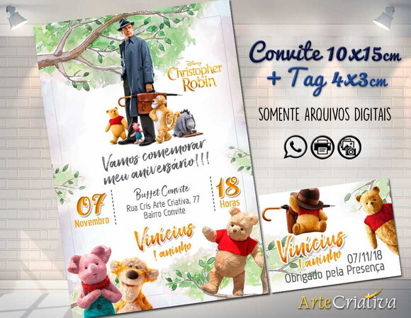 CONVITE DIGITAL C/TAG Ursinho Pooh Filme
