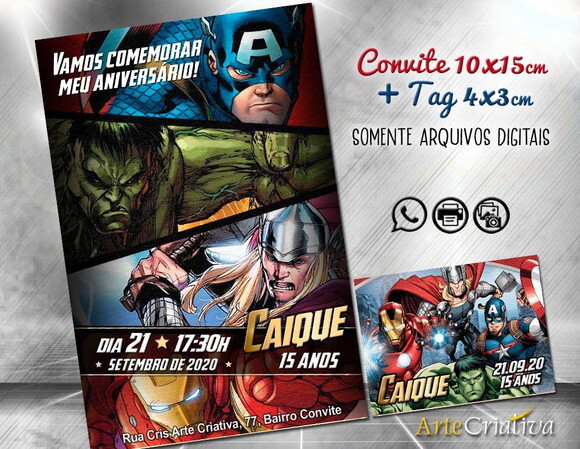 CONVITE DIGITAL C/TAG Vingadores