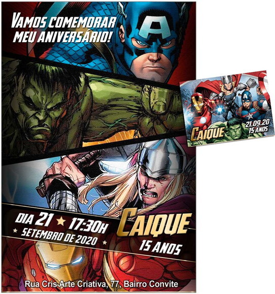 CONVITE DIGITAL C/TAG Vingadores