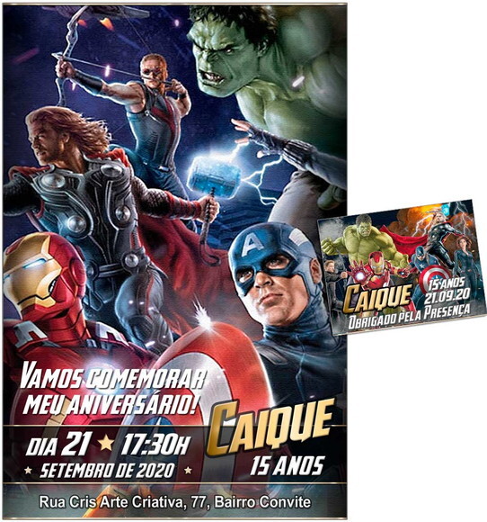 CONVITE DIGITAL C/TAG Vingadores 2