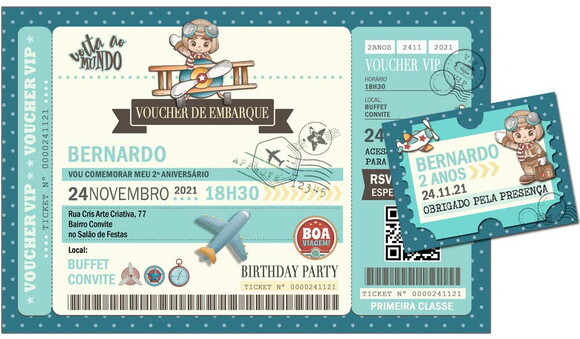 CONVITE DIGITAL C/TAG Voucher Aviador