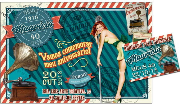CONVITE DIGITAL C/TAG Vintage música