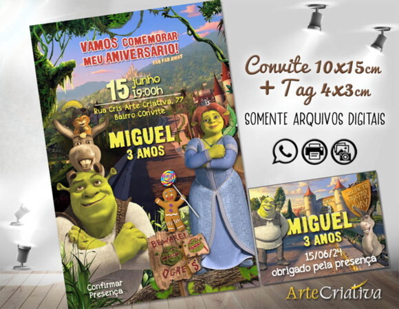 Convite Digital com Tag Shrek